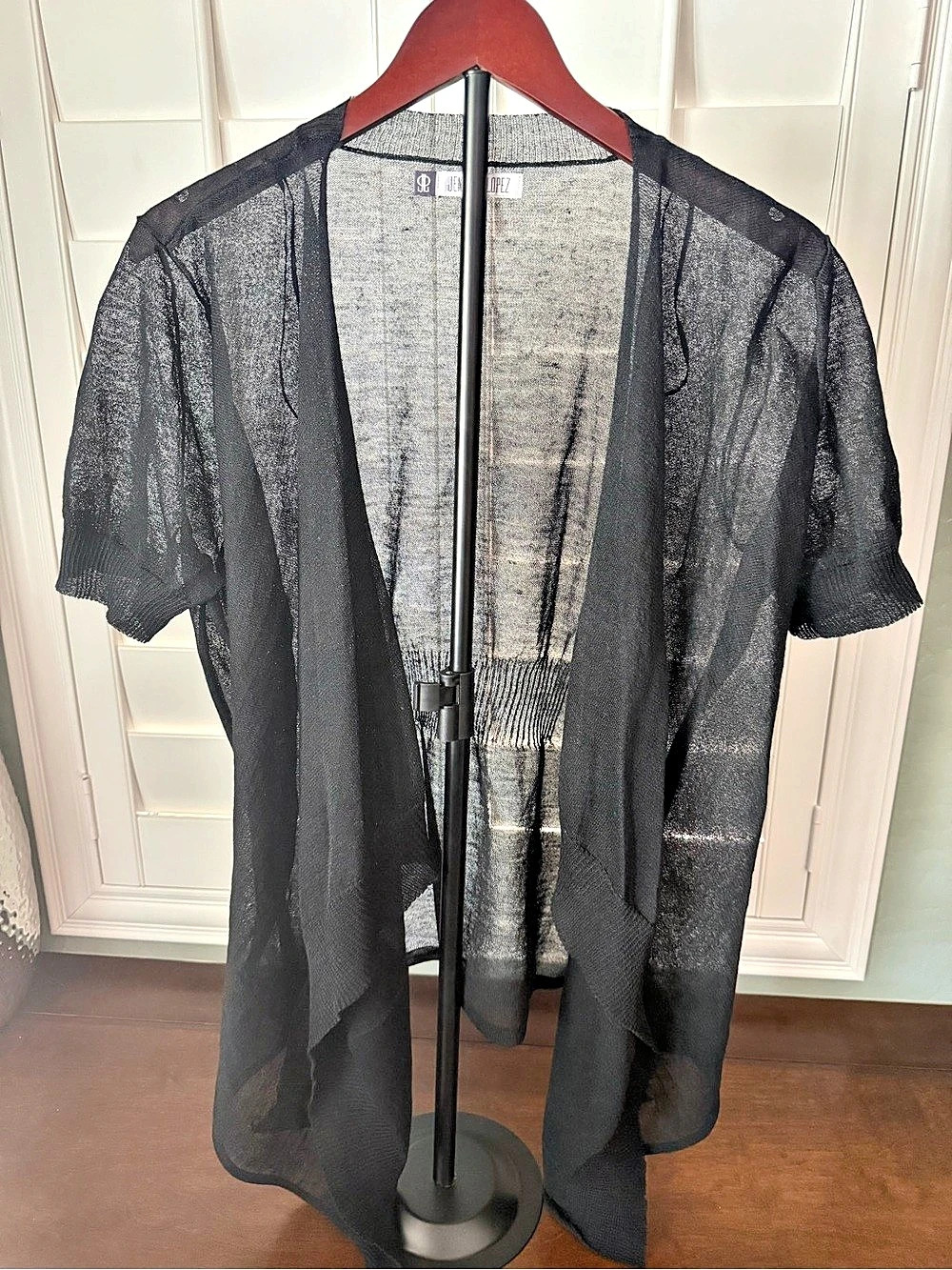 Jennifer Lopez Sheer Short Sleeve Cardigan Black Large